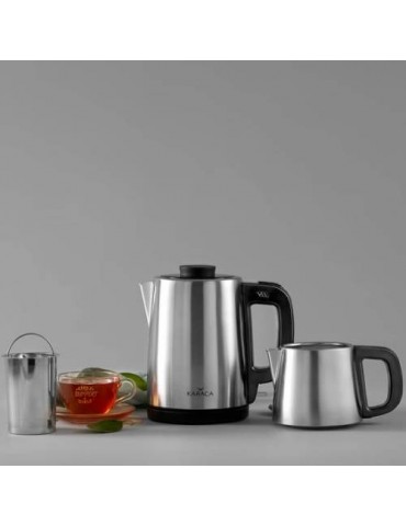 Karaca Tea Break 2 In 1 Çelik Su Isıtıcı Çay Makinesi Inox Siyah