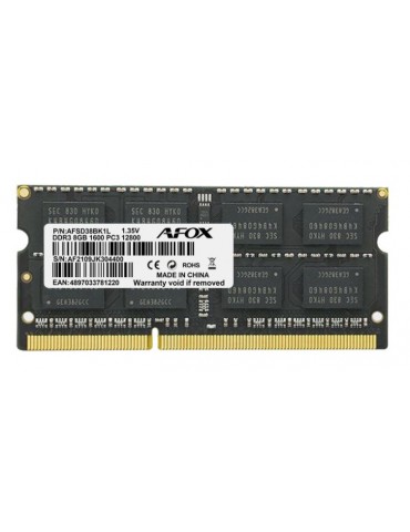 AFOX AFSD38BK1L 8GB 1600MHZ DDR3 SODIMM Notebook Ram