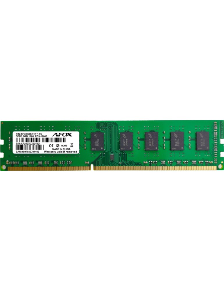 AFOX AFLD38BK1P 8GB 1600Mhz DDR3 MICRONCHIPSET RAM