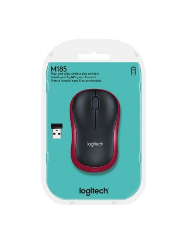 LOGITECH M185 910-002237 M185 Kablosuz Optik 1000DPI Kırmızı Siyah Mouse