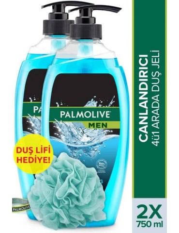 Palmolive Men Sport 4ü1 Arada Canlandırıcı Erkek Duş Jeli 750 ml X2 Adet Duş Lifi Hediye