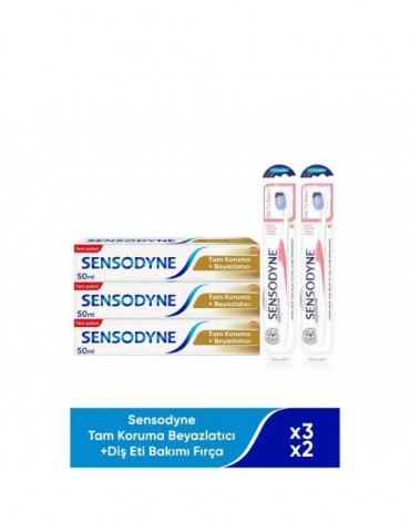 Sensodyne Tam Koruma Beyazlatıcıx3 + Diş Eti Bakımı Fırçax2