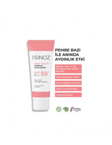 Sinoz Spf 50+ Pink Touch Ton Eşitleyici Pembe Yüz Güneş Kremi Pa++++ 50ml