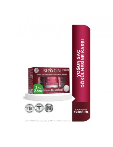 Bioxcin Forte Şampuan Tüm Saç Tipleri Için 3x300ml Yoğun Saç Dökülmesi Şampuanı 