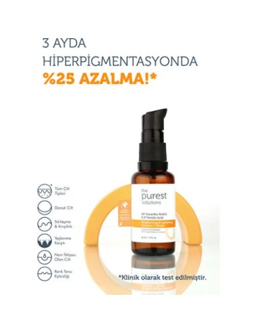 The Purest Solutions, C Vitamini Aydınlatıcı ve Ton Eşitleyici Cilt Bakım Serumu 30 ml (%10 Ascorbic Acid & Ferulic Acid %0,5)