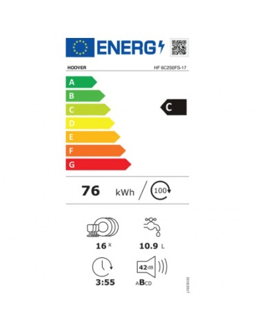 Hoover HF 6C2S0FS-17 12 Programlı Wi-Fi + Bluetooth Bağlantılı Bulaşık Makinesi