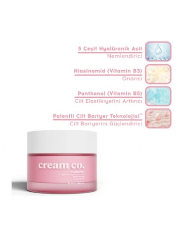 Cream Co. Nemlendirici Yüz Kremi Cilt Tonu Eşitleyici Aydınlatıcı Su Bazlı Tüm Cilt Tipleri Moisturizer 50 ML